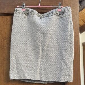 The Limited 2 Gray Textured Pencil Skirt with Beaded Accents